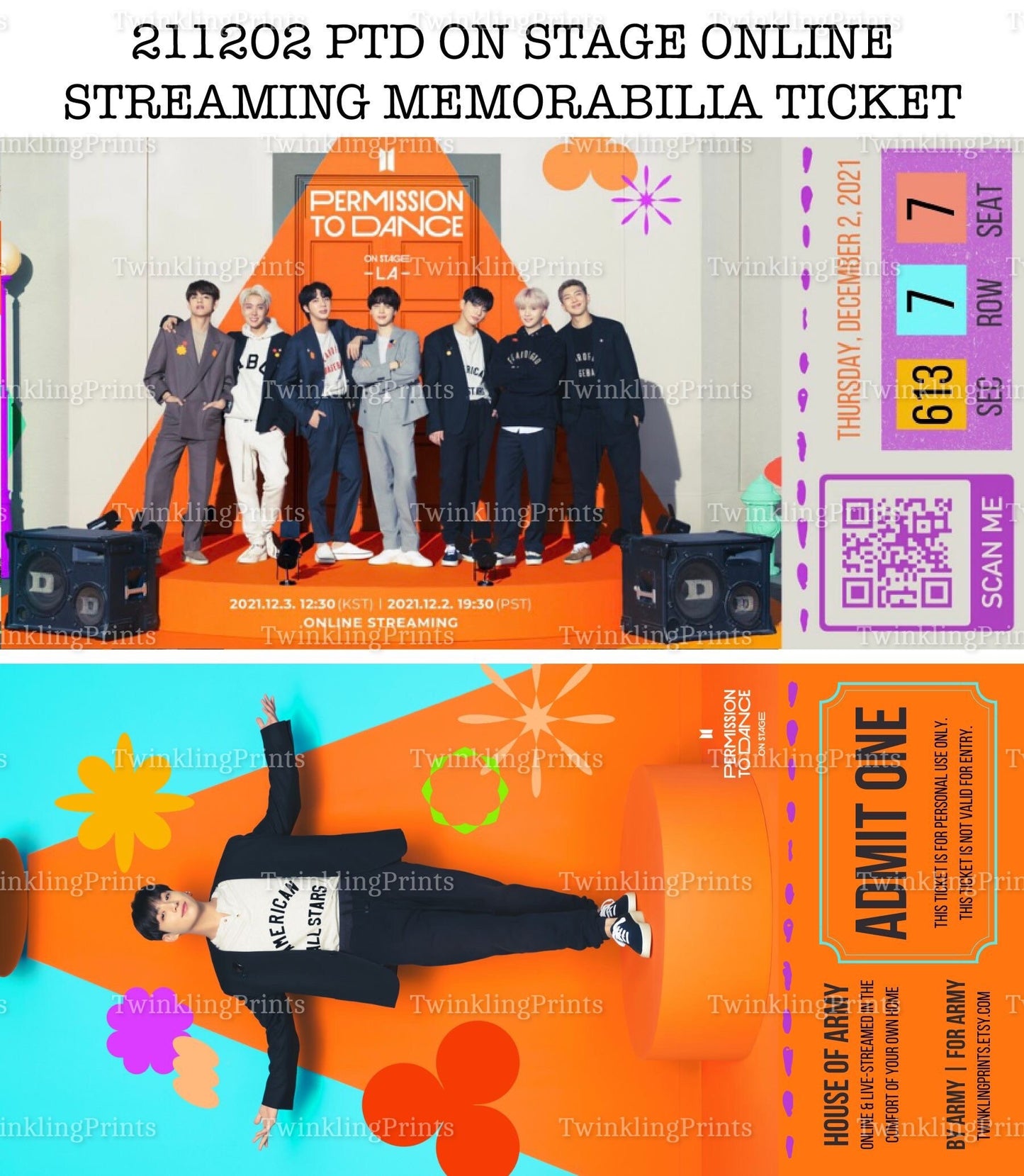 [MADE TO ORDER - CONCERT TICKET] BTS x PTD Permission to Dance On Stage LA - ONLINE Streaming - Memorabilia Concert Ticket
