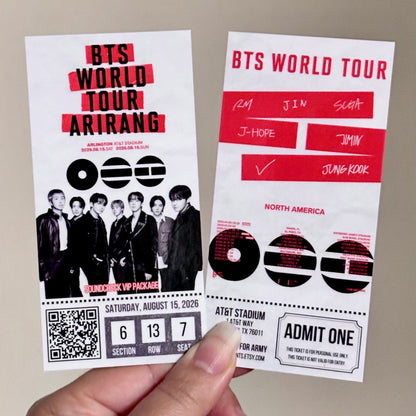 [MADE TO ORDER - CONCERT TICKET] 1 - BTS World Tour ARIRANG V2.0 - (Personalized) Memorabilia Concert Ticket