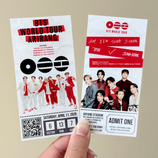 [MADE TO ORDER - CONCERT TICKET] 2 - BTS World Tour ARIRANG - Online Live Streaming in GOYANG - (Personalized) Memorabilia Concert Ticket