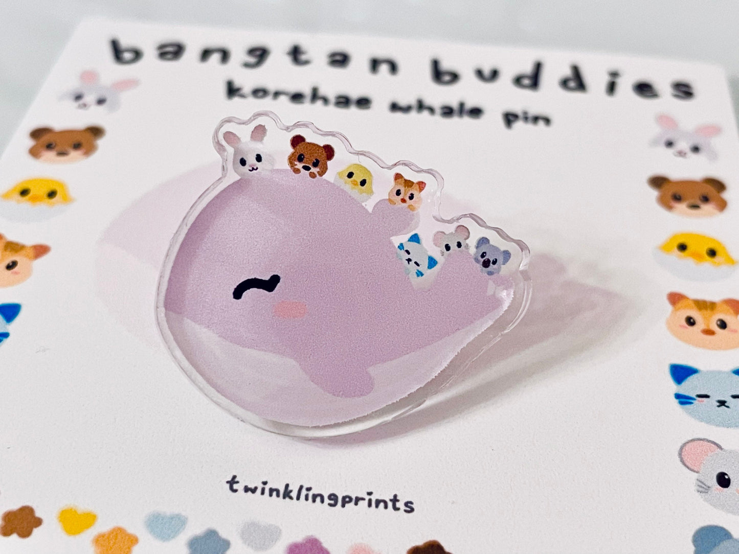 [IN STOCK - PINS] Bangtan Buddies: Korehae Whale Teeny Tiny Acrylic Pin