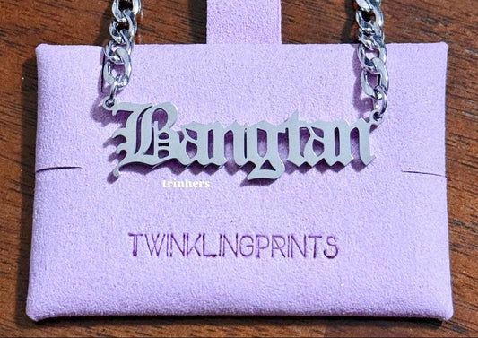 [IN STOCK - JEWELRY] Bangtan Name Plate Stainless Steel Chain Necklace