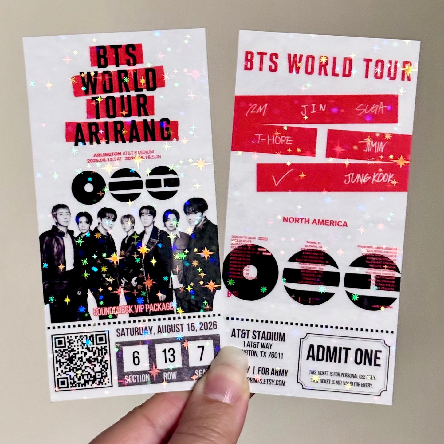 [MADE TO ORDER - CONCERT TICKET] 1 - BTS World Tour ARIRANG V2.0 - (Personalized) Memorabilia Concert Ticket
