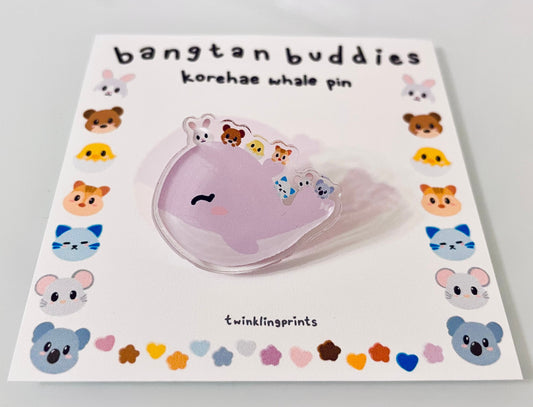 [IN STOCK - PINS] Bangtan Buddies: Korehae Whale Teeny Tiny Acrylic Pin