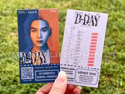 [MADE TO ORDER - CONCERT TICKET] BTS SUGA | Agust D x D-DAY World Tour V2 - (Personalized) Memorabilia Concert Ticket