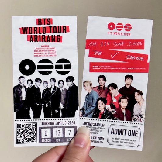 [MADE TO ORDER - CONCERT TICKET] 1 - BTS World Tour ARIRANG V2.0 - Online Live Streaming in GOYANG - (Personalized) Memorabilia Concert Ticket