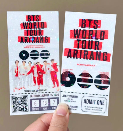 [MADE TO ORDER - CONCERT TICKET] 2 - BTS World Tour ARIRANG - (Personalized) Memorabilia Concert Ticket