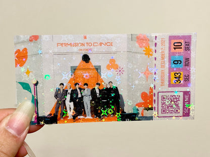 [MADE TO ORDER - CONCERT TICKET] BTS x PTD Permission to Dance On Stage LA - SoFi Stadium - (Personalized) Memorabilia Concert Ticket with Star Holographic finish