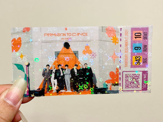 [MADE TO ORDER - CONCERT TICKET] BTS x PTD Permission to Dance On Stage LA - SoFi Stadium - (Personalized) Memorabilia Concert Ticket with Star Holographic finish