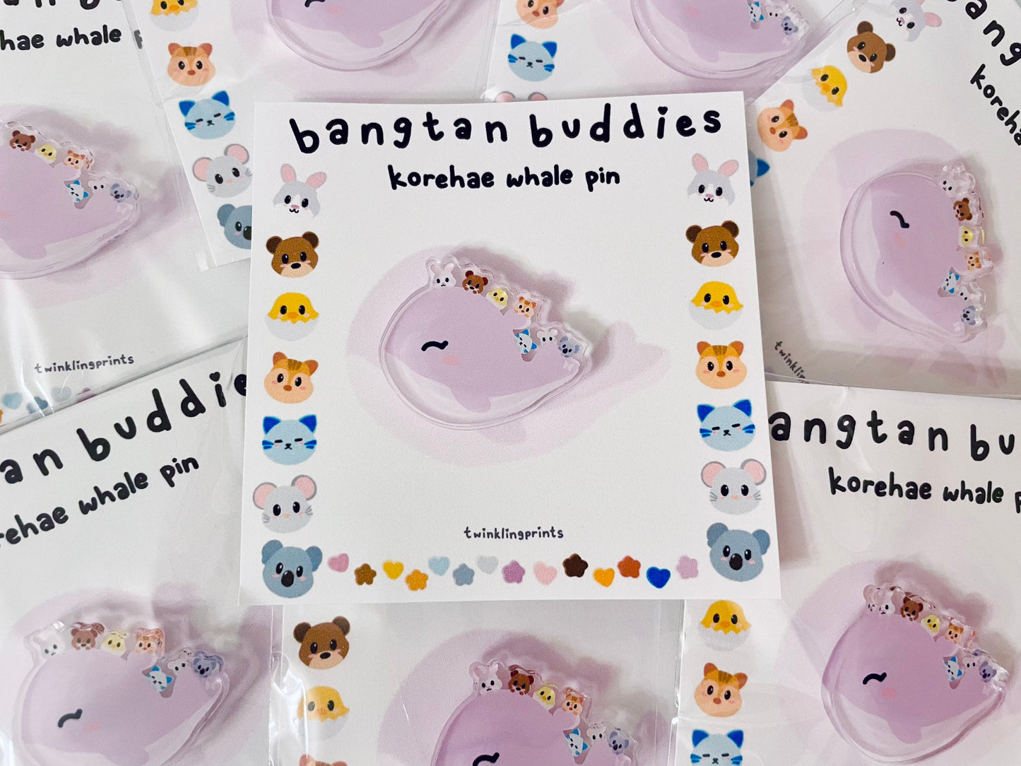 [IN STOCK - PINS] Bangtan Buddies: Korehae Whale Teeny Tiny Acrylic Pin
