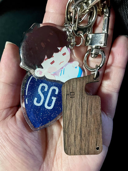 [IN STOCK - KEYCHAINS] BTS SUGA (Walnut) Whale Cutting Board Mini Wooden Keychain