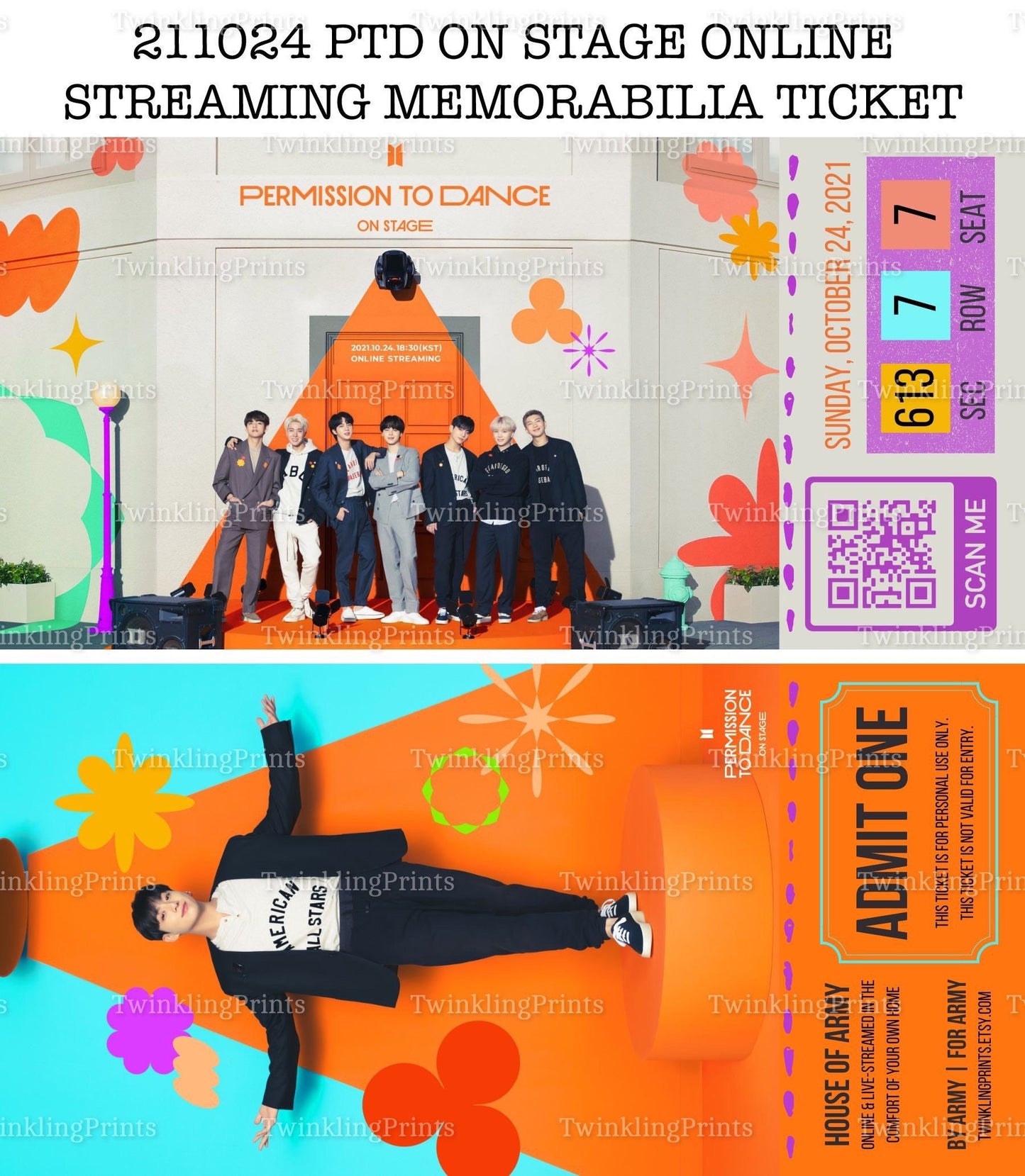 [MADE TO ORDER - CONCERT TICKET] BTS x PTD Permission to Dance On Stage LA - ONLINE Streaming - Memorabilia Concert Ticket